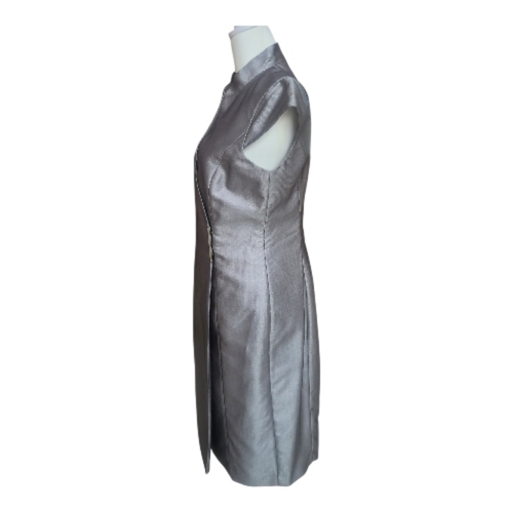 *NWT* Marvin Richards Sophisticated Wrap Style Metallic Gray Dress Size 8 - Picture 5 of 14